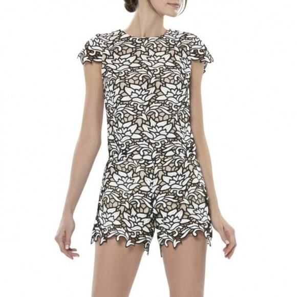 Alice + Olivia Style # C502081777 Embroidered Floral Sheer Blouse Top Crochet Wo - Picture 1 of 7